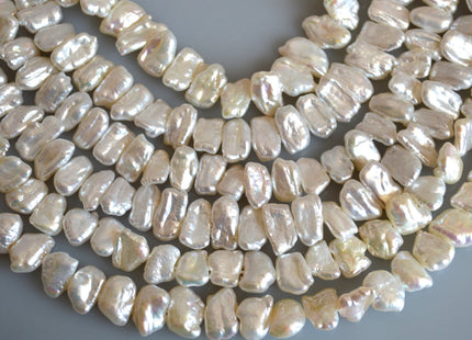 Biwa Stick Freshwater Pearl Beads White Pink and Peacock Color Size Approx.8x10mm to 10x13mm #718