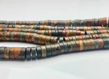 8 mm Heishi Rondelle Picasso Jasper Gemstone Beads Multi Red Creek Brown Yellow Green Jasper Loose Disc Shape Beads 15.5 Inches #3089