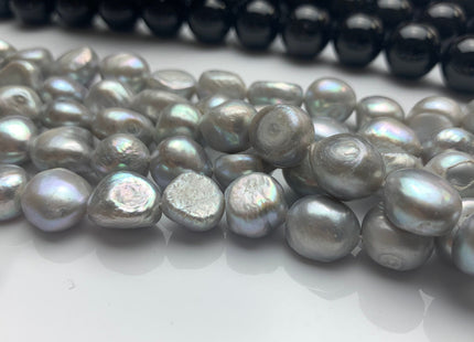 WHOLESALE 10x11-12 mm Silver Gray Freshwater Pearl Oval Nugget Beads Gray Color Freshwater Pearls Genuine Freshwater Nugget Pearls #1530
