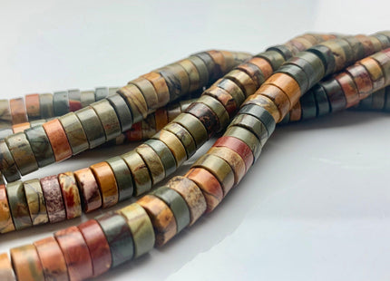8 mm Heishi Rondelle Picasso Jasper Gemstone Beads Multi Red Creek Brown Yellow Green Jasper Loose Disc Shape Beads 15.5 Inches #3089