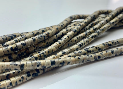2x4mm Natural Black And White Dalmatian Jasper Heishi Rondelle Shape Genuine Dotted Jasper Discs Gemstone Beads 15.5 Inches Strand #3110