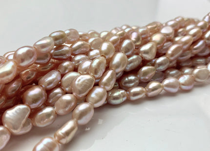 6x8 mm AAA Large Hole Natural Pink Rice Nugget Freshwater Pearls Hole Size 1.5mm Or 2.0mm Lustrous Genuine Rice Nugget Pearl Beads #P1070