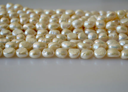 8-9 x 10-11mm Natural White High Luster Rice Nugget Freshwater Pearl Beads, Genuine Natural White Freshwater Pearl Nuggets #300