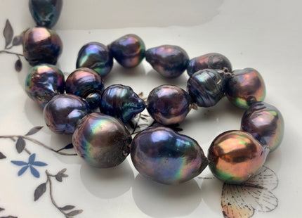 12x15-15x18mm or 14x17-17x23mm Rainbow Peacock Baroque Freshwater Pearl Beads Genuine High Luster Quality Baroque Pearls #P1704