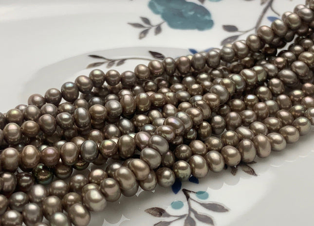 3.5-4 mm AA Dark Green Taupe Color Potato Freshwater Pearl Beads High Luster Genuine Taupe Color Tiny Small Potato Freshwater Pearls #P2111