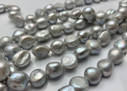 WHOLESALE 10x11-12 mm Silver Gray Freshwater Pearl Oval Nugget Beads Gray Color Freshwater Pearls Genuine Freshwater Nugget Pearls #1530