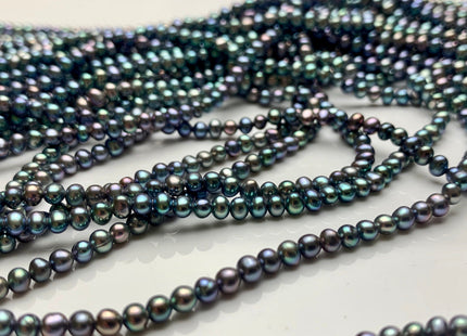 3-4 mm AA Peacock Color Tiny Freshwater Potato Pearl Beads Genuine High Luster Blue Peacock Color Tiny Seed Pearls #P1018