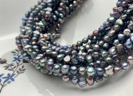 5 mm Potato Nugget Dark Gray Peacock Color Freshwater Pearl Beads Genuine Cultured Peacock Color Small Tiny Nugget Pearl #P1279
