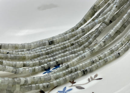 2x4mm Gray Color Labradorite Heishi Rondelle Shape Genuine Natural Labradorite Gemstone Loose Beads 15.5 Inches Strand #3856