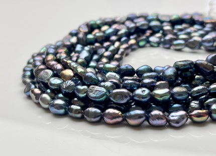 6x8 mm AA Rainbow Peacock Color Rice Nugget Freshwater Pearl Beads Genuine High Luster Freshwater Pearl Nugget Pearls #P1933