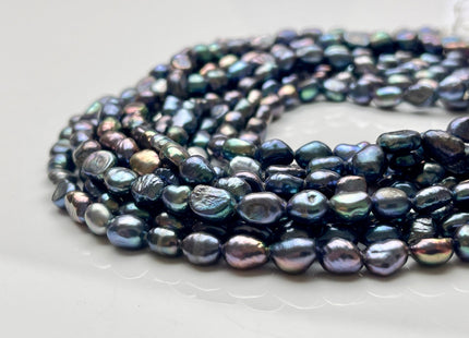 6x8 mm AA Rainbow Peacock Color Rice Nugget Freshwater Pearl Beads Genuine High Luster Freshwater Pearl Nugget Pearls #P1933