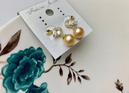 AAAA Genuine Akoya Pearl Swan Stud Earrings With 925 Sterling Gold Top Quality Gold Chinese Akoya Pearl Earring Wedding Jewelry #1741-D