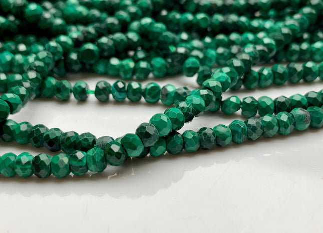 2x3 mm AAA Natural Color Faceted Rondelle Malachite Gemstone Beads Top Quality Micro Faceted Malachite Gemstone Loose Beads # 2419