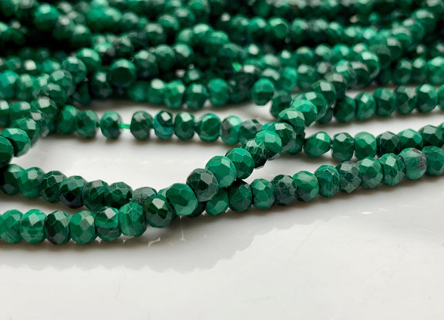 2x3 mm AAA Natural Color Faceted Rondelle Malachite Gemstone Beads Top Quality Micro Faceted Malachite Gemstone Loose Beads # 2419