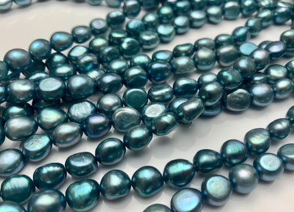 8x9 mm AAA Teal Color Rice Nugget Freshwater Pearl Beads Genuine Smooth And High Luster Freshwater Potato Nugget Pearls #1538