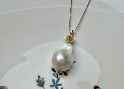 One Piece 925 Sterling Silver/Gold Pendant Setting Findings For Half Drilled Pearl Crown Shape Design W/CZ Silver Mounts Jewelry #10371A
