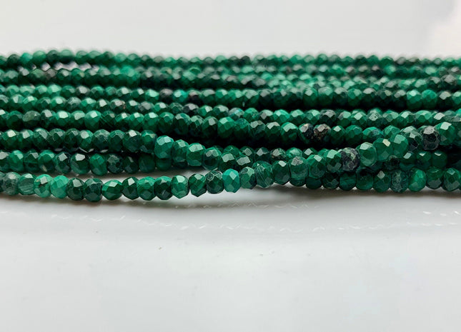 2x3 mm AAA Natural Color Faceted Rondelle Malachite Gemstone Beads Top Quality Micro Faceted Malachite Gemstone Loose Beads # 2419