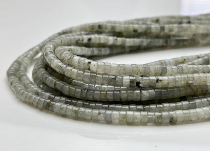 2x4mm Gray Color Labradorite Heishi Rondelle Shape Genuine Natural Labradorite Gemstone Loose Beads 15.5 Inches Strand #3856