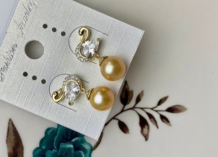 AAAA Genuine Akoya Pearl Swan Stud Earrings With 925 Sterling Gold Top Quality Gold Chinese Akoya Pearl Earring Wedding Jewelry #1741-D