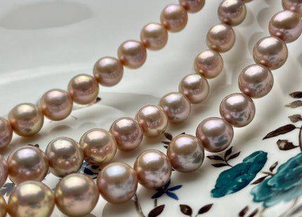 10-11.5mm AAAAA Very Rare Natural Pink With Gold Sheen Freshwater Round Edison Pearl Bead High Luster Genuine Edison Pearl 38 Beads #P1894