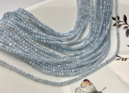 BEST DEAL 2.5 mm AAA Faceted Round Tiny Aquamarine Gemstone Beads Genuine Natural Blue Aquamarine Loose Beads 15.5 Inches Strand #2554