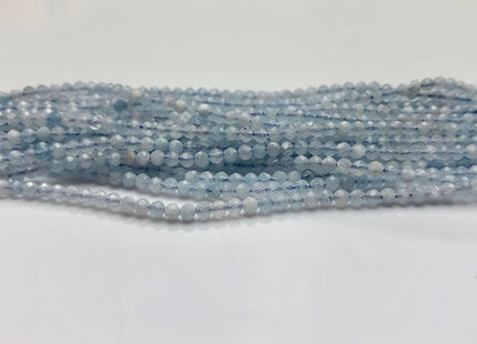 BEST DEAL 2.5 mm AAA Faceted Round Tiny Aquamarine Gemstone Beads Genuine Natural Blue Aquamarine Loose Beads 15.5 Inches Strand #2554