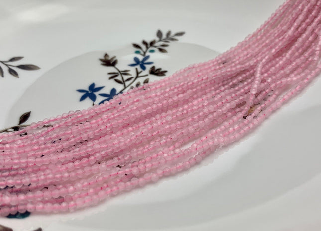 BEST DEAL 2 mm 2.5 mm Faceted Round Tiny Rose Quartz Gemstone Beads Genuine Natural Pink Rose Quartz Loose Beads 15.5 Inches Strand #2551