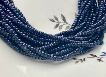 3mm 4mm 5mm AAA Faceted Rondelle Natural Blue Sapphire Gemstone Beads Genuine Top Quality High Polished Faceted Sapphire Loose Beads #3775