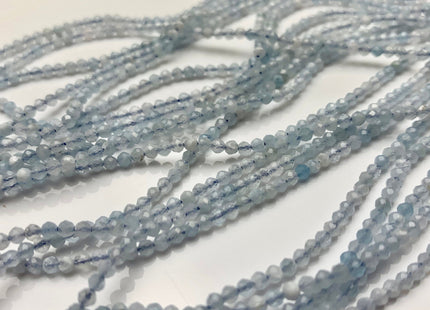 BEST DEAL 2.5 mm AAA Faceted Round Tiny Aquamarine Gemstone Beads Genuine Natural Blue Aquamarine Loose Beads 15.5 Inches Strand #2554