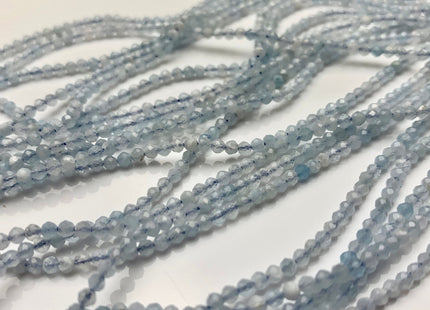 BEST DEAL 2.5 mm AAA Faceted Round Tiny Aquamarine Gemstone Beads Genuine Natural Blue Aquamarine Loose Beads 15.5 Inches Strand #2554