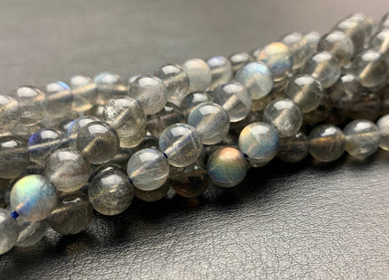 6 mm AAA Flashy Blue Natural Black Labradorite Beads Genuine Natural Color Smooth Round Shape Flashes Fire Labradorite 15.5 inches # 2654