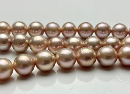 10-11.5mm AAAAA Very Rare Natural Pink With Gold Sheen Freshwater Round Edison Pearl Bead High Luster Genuine Edison Pearl 38 Beads #P1894