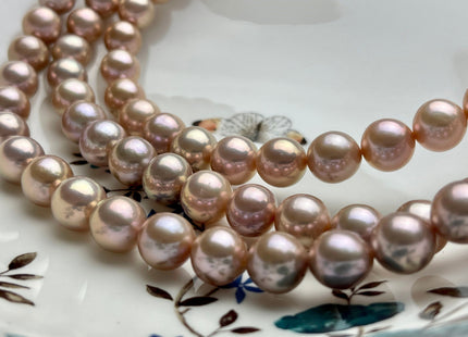 10-11.5mm AAAAA Very Rare Natural Pink With Gold Sheen Freshwater Round Edison Pearl Bead High Luster Genuine Edison Pearl 38 Beads #P1894