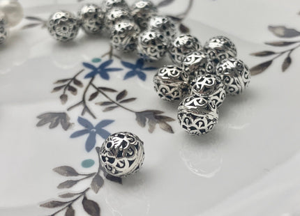 One Piece 8mm 10mm 925 Sterling Silver Tibetan Style Silver Spacer Ball Genuine Sterling Silver Spacer Bali Antique Beads #10159