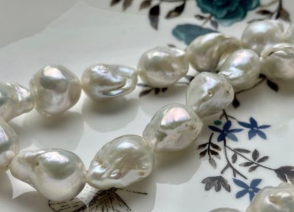 11x16-13x20 mm AAAA Natural White Baroque Pearl Beads Genuine Natural Freshwater Tear Drop Shape Baroque Flame Ball Pearls 23 Beads #P1955