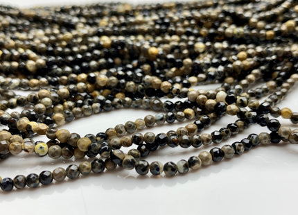 WHOLESALE 3 mm Faceted Round Mixed Champagne Black Agate Gemstone Beads Genuine Agate Gemstone Loose Beads 14 Inches #2464