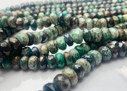 7mm 8mm 9mm 10mm 100% Natural Faceted Rondelle Chrysocolla Gemstone Beads Multi Turquoise Green Color Chrysocolla Beads 8 Inches #3757