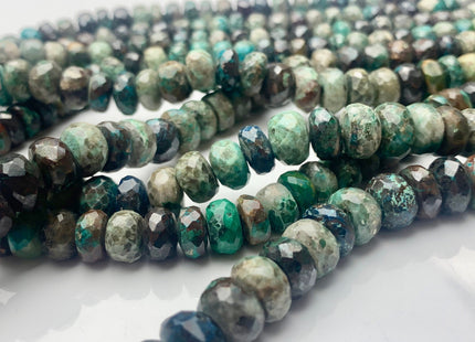 7mm 8mm 9mm 10mm 100% Natural Faceted Rondelle Chrysocolla Gemstone Beads Multi Turquoise Green Color Chrysocolla Beads 8 Inches #3757