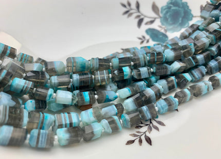 7-8x11-12 mm Faceted Nugget Natural Blue and Gray Color Peru Boulder Opal Beads Genuine Organic Boulder Opal 13 Inches Strand #2955