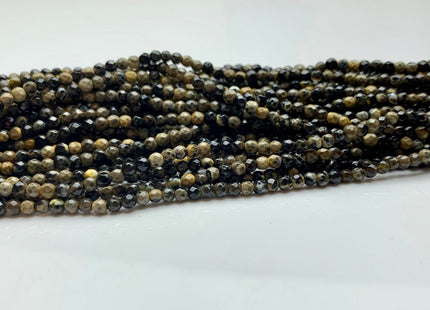 WHOLESALE 3 mm Faceted Round Mixed Champagne Black Agate Gemstone Beads Genuine Agate Gemstone Loose Beads 14 Inches #2464