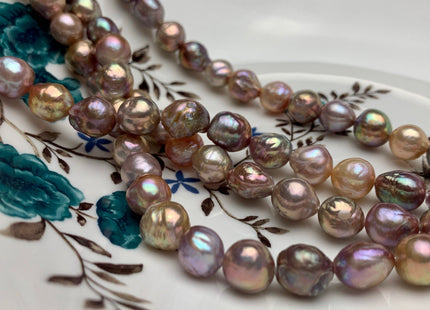 8-10 mm AAA Very Rare Dark Mauve Pink Baroque Edison Pearl Genuine Top Quality Natural Edison Pearl With Iridescent Color 8 Inches #1819