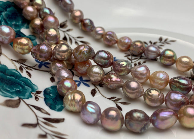 8-10 mm AAA Very Rare Dark Mauve Pink Baroque Edison Pearl Genuine Top Quality Natural Edison Pearl With Iridescent Color 8 Inches #1819