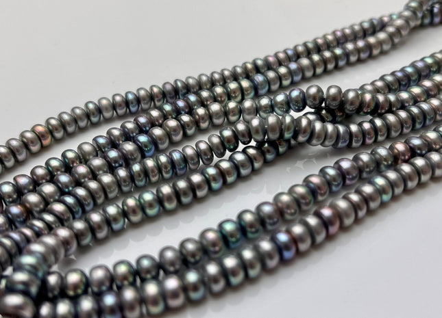 5mm AAA Abalone Gray Color Round Button Freshwater Pearl Beads Genuine High Luster Smooth Freshwater Button Pearls #58
