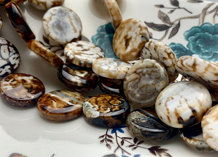 6-8x24 mm AAA Smooth Round Mixed Color Fire Agate Gemstone Beads Genuine Mixed Coffee Amber Ivory Color Agate 16 Beads 15 Inches #3522