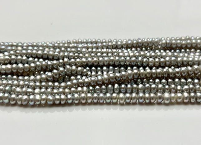 2x4 mm AAA Natural Tiny Freshwater Pearl Beads Rondelle/Button Shape Genuine Gray Color High Luster Pearl Beads #P1689