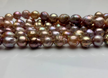 8-10 mm AAA Very Rare Dark Mauve Pink Baroque Edison Pearl Genuine Top Quality Natural Edison Pearl With Iridescent Color 8 Inches #1819