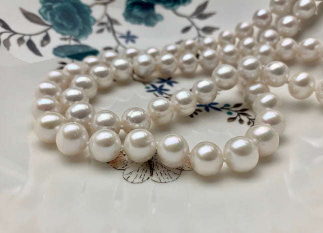 18/20/22/24/26/28 Inches Hand Knotted 10mm AAA Freshwater Pearl Necklace Natural White High Luster Pearl Necklace W/Silver Clasp #P1104