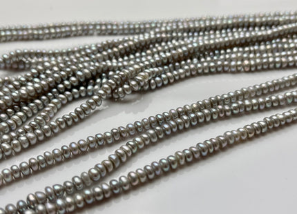 2x4 mm AAA Natural Tiny Freshwater Pearl Beads Rondelle/Button Shape Genuine Gray Color High Luster Pearl Beads #P1689