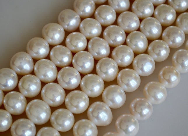 11-12 mm AAA Extra Shiny Natural White Potato Freshwater Pearls Genuine Large Hole High Luster White Pearls Hole Size 0.8mm Or 2.2mm #202