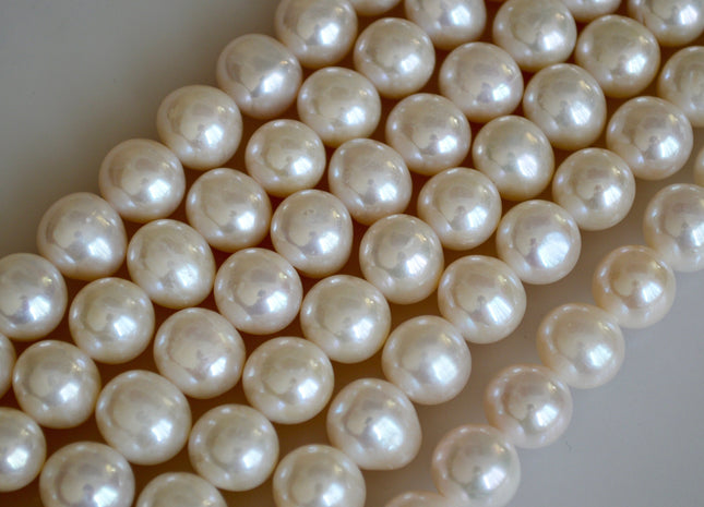 11-12 mm AAA Extra Shiny Natural White Potato Freshwater Pearls Genuine Large Hole High Luster White Pearls Hole Size 0.8mm Or 2.2mm #202